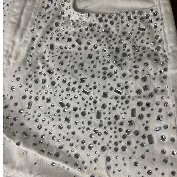 L'Agence Beck White Rhinestone Jeweled Cut-Off Denim Shorts Size 28 - Picture 2 of 6